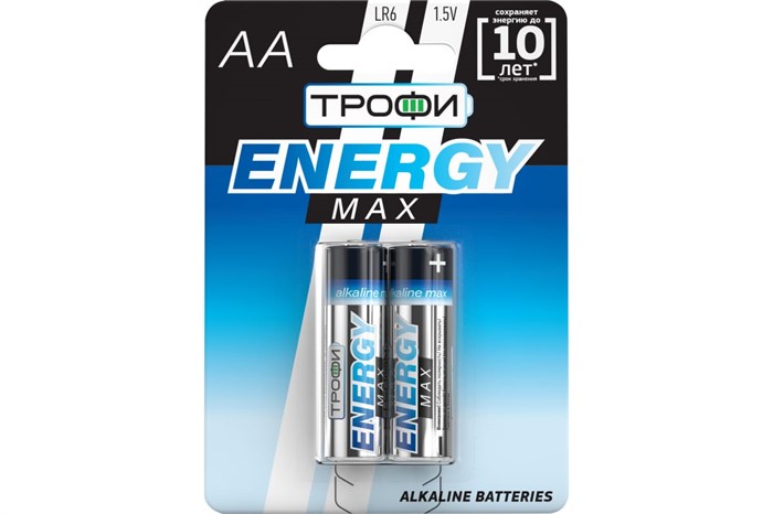 Элемент питания Трофи LR06-2BL ENERGY MAX Alkaline ULTRA 2шт АА Б0018947 - фото 14921