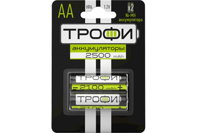 Акк. батарейки Трофи HR6-2BL 2500 mAh (20/240/11520) АА 2шт C0032101 - фото 16405