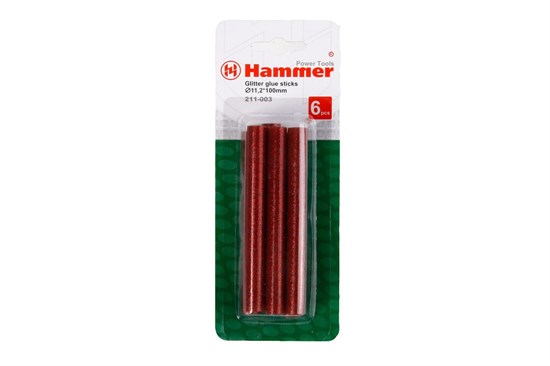 Набор стержней для клей-пистолета Hammer Flex 211-003  11.2мм, 100мм, 6шт., красный металлик - фото 5474