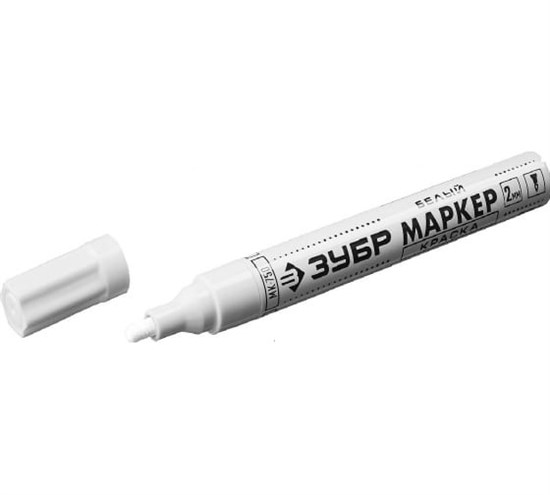 ЗУБР МК-750 белый, 2-4 мм маркер-краска, круглый наконечник - фото 5557