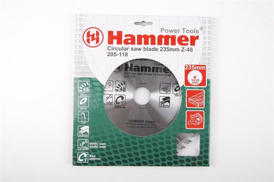 Диск пильный Hammer Flex 205-118 CSB WD  235мм*48*30/20мм по дереву - фото 5767