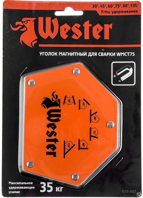 Уголок магнитный для сварки WESTER WMCT75  829-007, углы 30°, 45°, 60°, 75°, 90°, 135°, 35кг - фото 6436