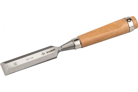 Стамеска-долото ЗУБР "ЭКСПЕРТ" с деревянной ручкой, хромованадиевая, 30мм - фото 7441