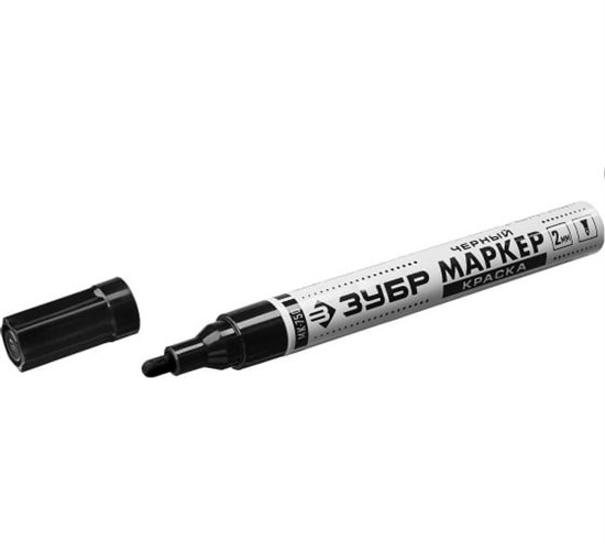 ЗУБР МК-750 черный, 2-4 мм маркер-краска, круглый наконечник - фото 9025