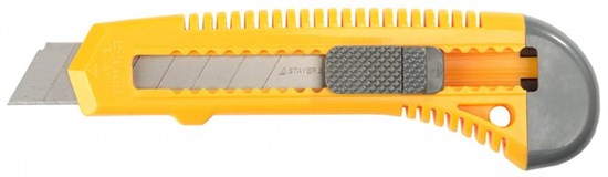 Нож STAYER "STANDARD" с выдвижным сегмент. лезвием, пластмасс.,18мм - фото 9384