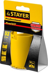 Коронка STAYER "PROFESSIONAL" кольцевая с карбидно-вольфрамовой крошкой, d=53мм 33345-53