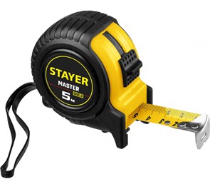 STAYER MASTER 5м / 25мм рулетка в ударостойком обрезиненном корпусе 34025-05-25