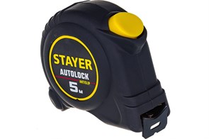 STAYER АutoLock 5м / 25мм рулетка с автостопом 2-34126-05-25